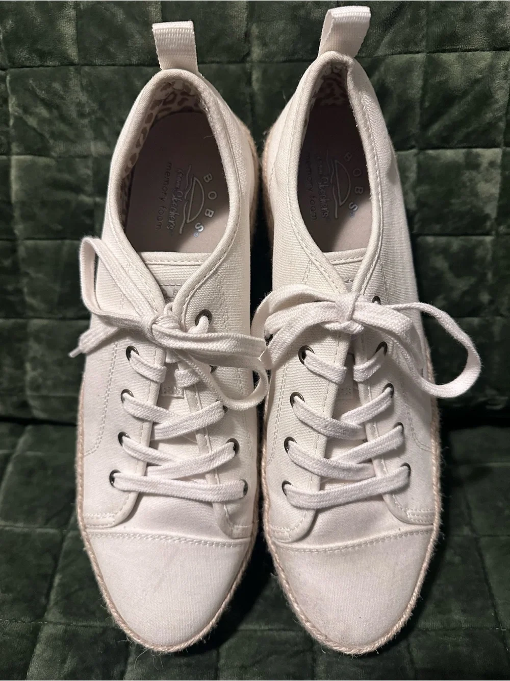 BOBS from Skechers Cream Canvas Espadrille Lace-Up Sneakers